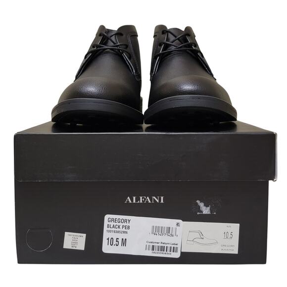 Alfani Men Faux Leather Chukka Ankle Boots Gregory Size US 10.5M Black Pebbled